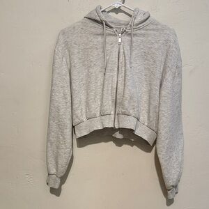 H&M Light Gray Women's cropped hoodie Size Med.